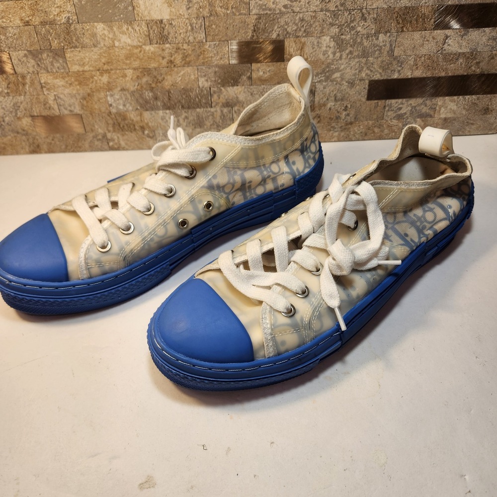 Dior B23 Low Top Sneakers Blue Oblique Monogram Canvas Size 41 Made in Italy